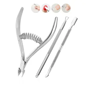 3pcs Professional Stainless Steel Nail Cutter Scissor Nippers Multi-Function Cuticle Pusher Remover Nail Cuticle Pusher Nipper Clipper Dead Skin Remover Nail Care Manicure Kits