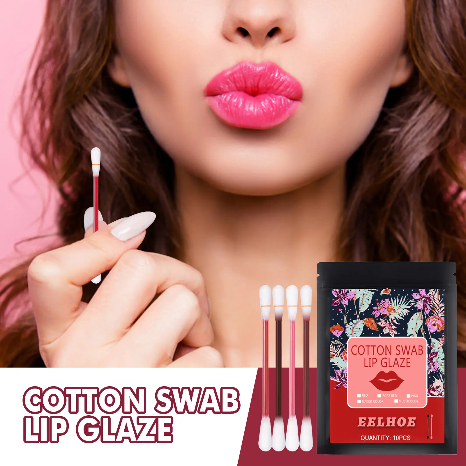 Cotton Swab Lip Glaze, Cotton Swab Lipstick, Moisturizing Non-stick Cup, Portable Lip Brush, Lip Dye, Disposable Lipstick Liquid