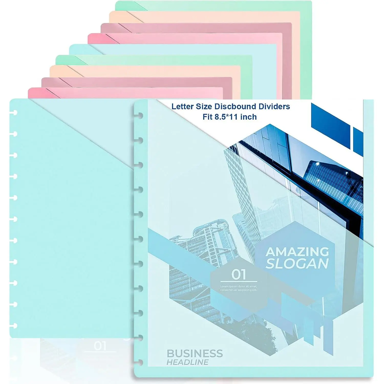 10 count Discbound Letter Size Planner with 9.3 * 11inch Dividers and Pockets - 11 Disc Planner Folder Binder