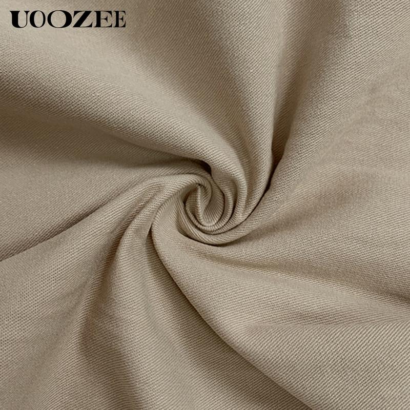 UOOZEE Women's Khaki Loose Multicolor Cropped&Long Trousers 100% Cotton Soft Summer&Autumn/Winter Comfortable Breathable Fabric Elastic Waistband Lantern Pants with Pockets Casual Style Bottoms Outfit Minimalist Spring Basic teacher outfits