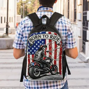 Stylish Skeleton Motorcycle Backpack - Lightweight, Adjustable Straps for Men & Women| Perfect for Daily Commute, Laptop & Tablet Travel Daypack