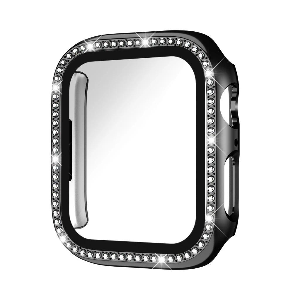 Diamond Case For Apple watch series 10 9 8 7 6 5 4 se 46mm 42mm 44mm-40-41-45mm Glass+Bling Bumper Screen Protector Accessories