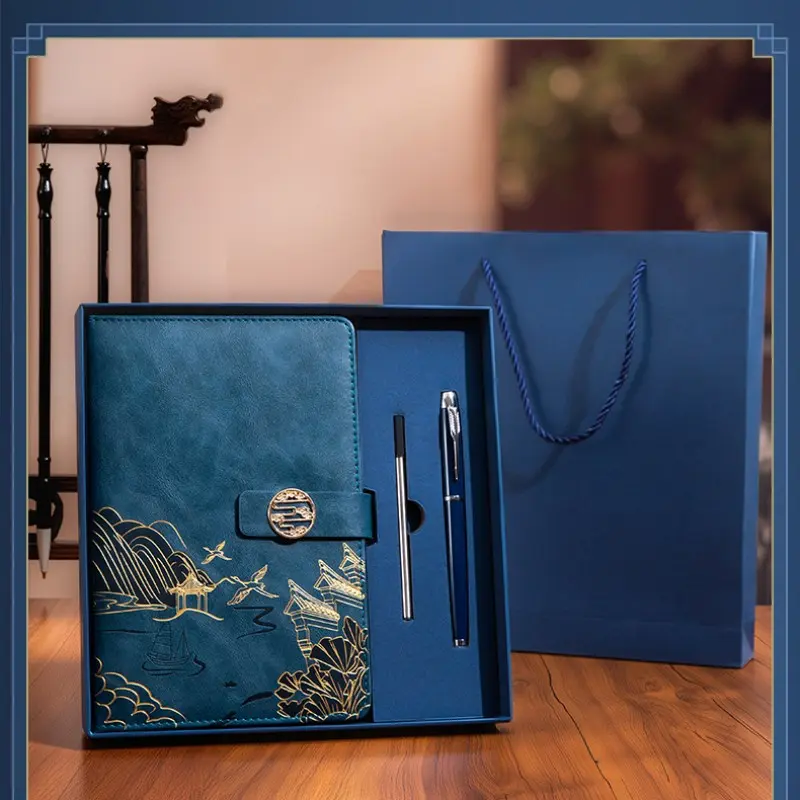 Chinsikol China Style Hard Cover Notebook Gift Set, Beautiful Orchid Embossed Design, Springtime Theme, Office Stationery Supplies, Ideal for Notes and Meetings, Hardcover Notebook