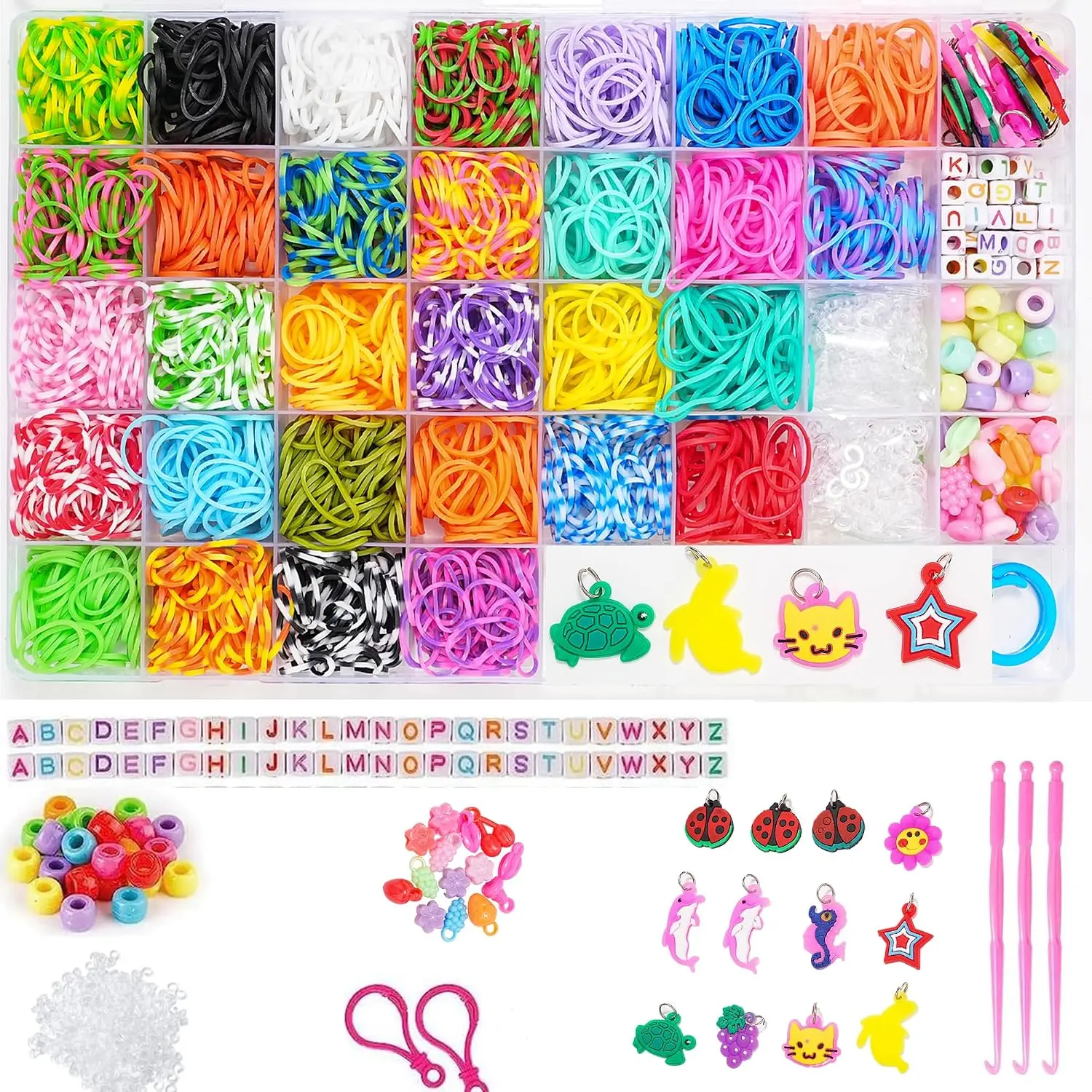 2500+ Rubber Band Bracelet Kit,Loom Bracelet kit,30 Colors Friendship Bracelet Making kit,Rubber Band kit Birthday