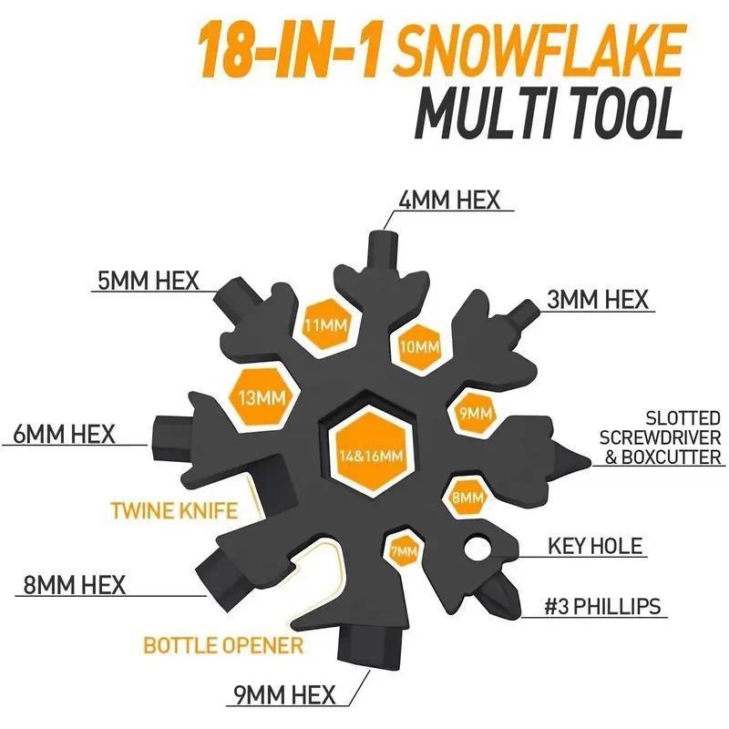 Viral 18-in-1 Snowflake Multi-tool  Stainless Steel Portable Wrench |   All-in-One Screwdriver & Bottle Opener |   Must-Have Survival Gadget Keychains