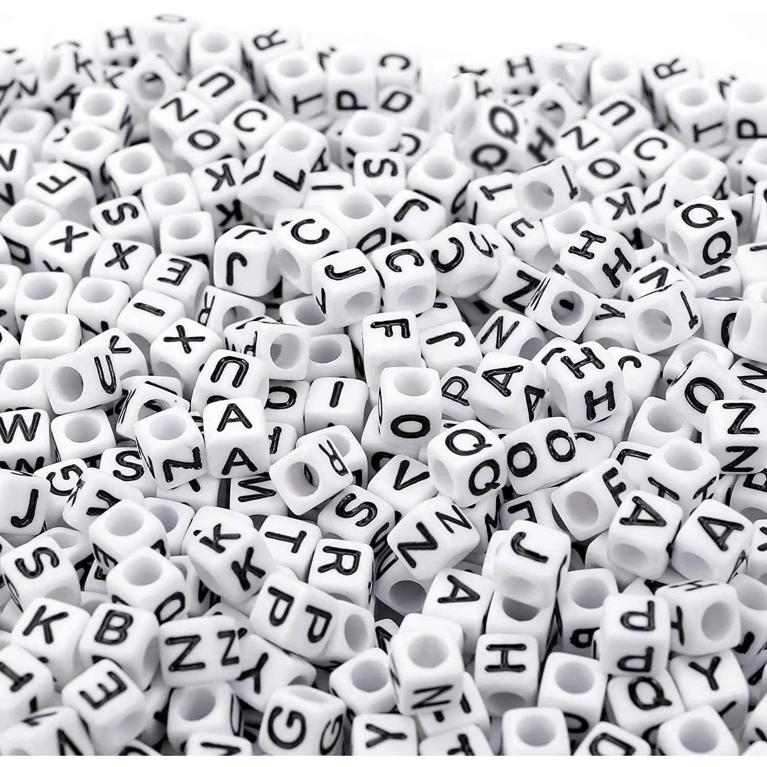 Alphabet Beads, 1000 count White Letter & Number Cube Beads for  Making DIY Necklace & Bracelet (6mm)