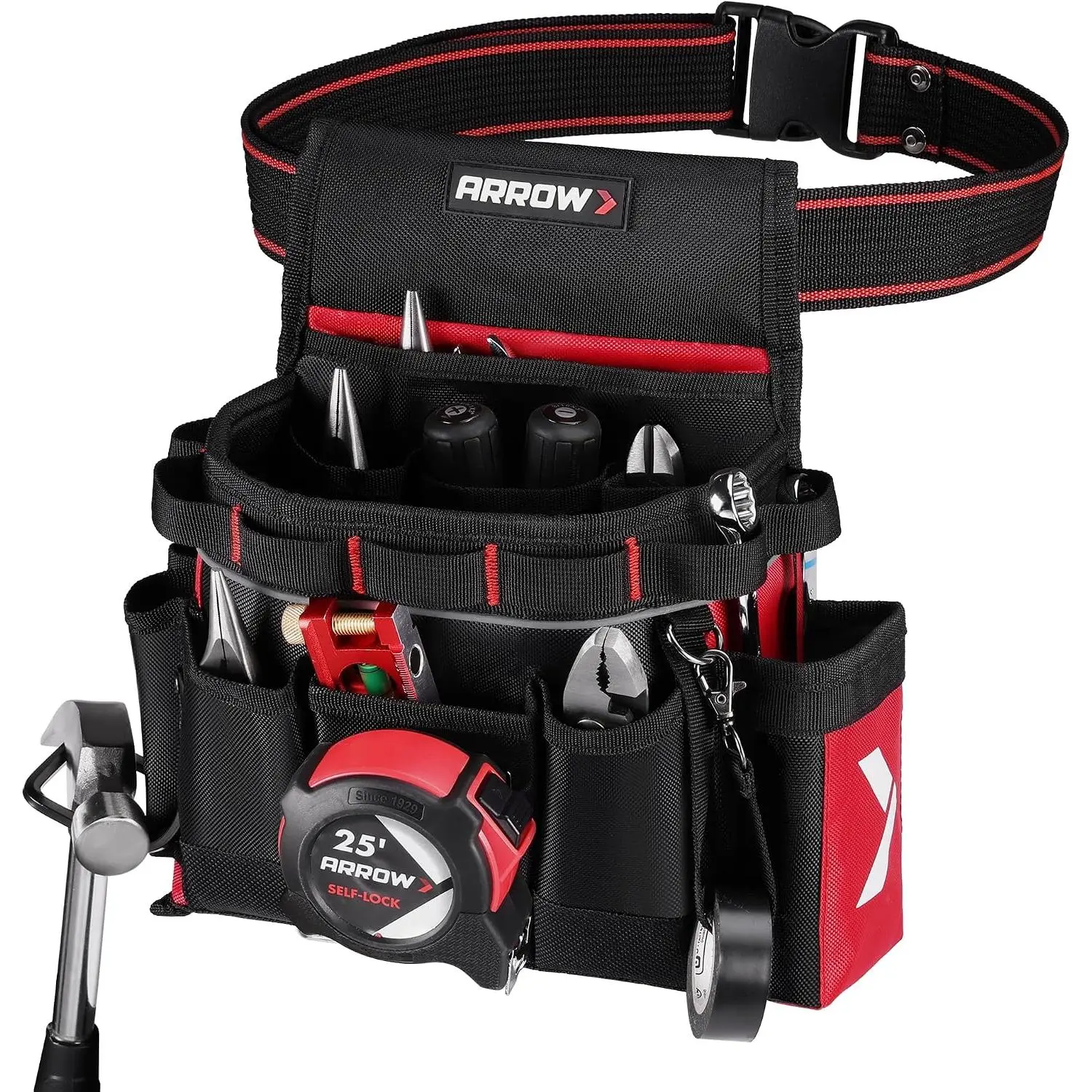 Heavy-Duty 840D Tool Belt with 10 Pockets and Holder, Multi-Functional Tool Belt for Electricians, Carpenters, Men and Women in Construction