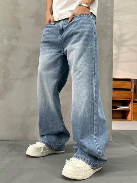 Men's Vintage Washed Loose Fit Wide Leg Jeans, Long Y2K Street Style Denim Jeans, Perfect Gift for Boyfriend & Husband Men's Vintage Washed Loose Fit Wide Leg Jeans, Long Y2K Street Style Denim Jeans, Perfect Gift for Boyfriend & Husband
