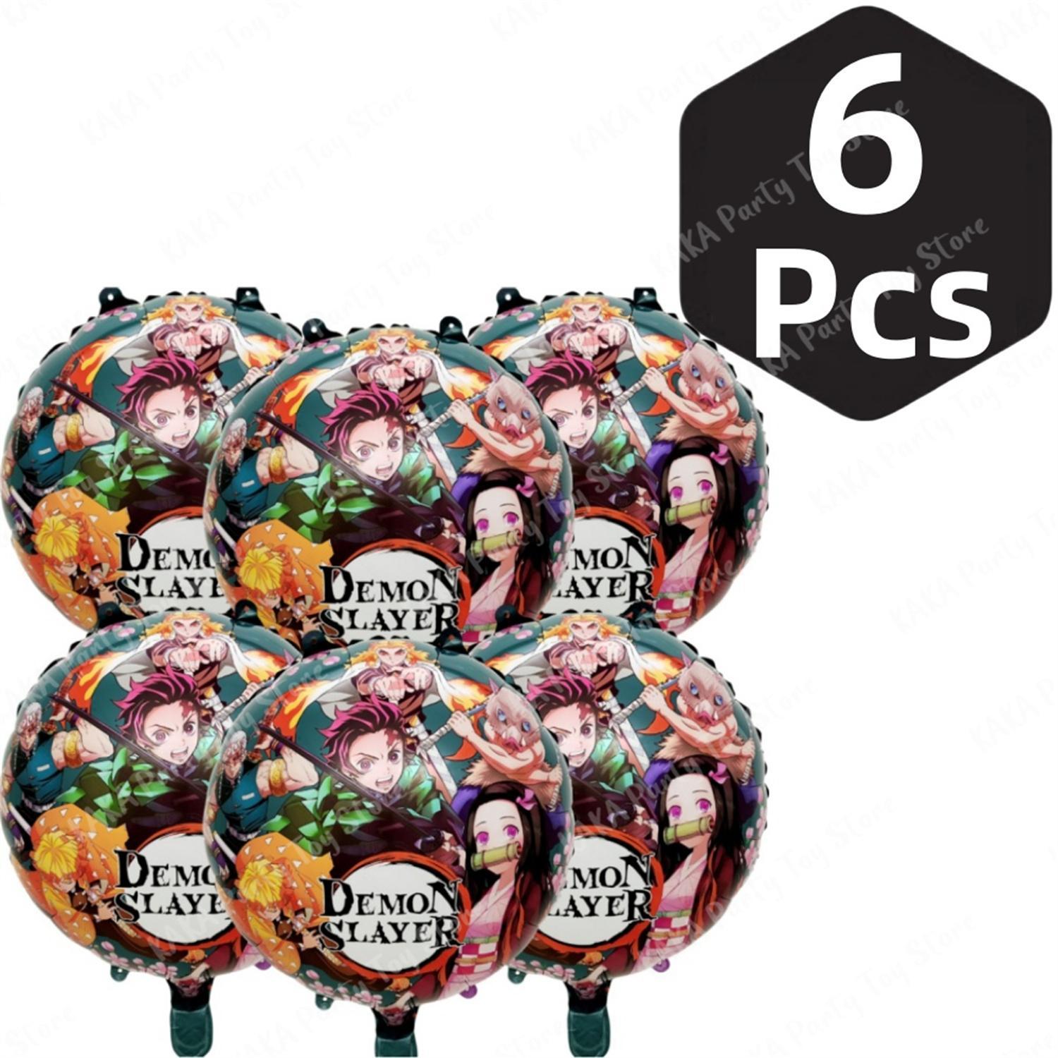 2/4/6Pcs Demon Slayer Party Balloons Anime Foil Balloon Set Baby Shower Birthday Party Decorations Kids Classic Toy Air Gifts