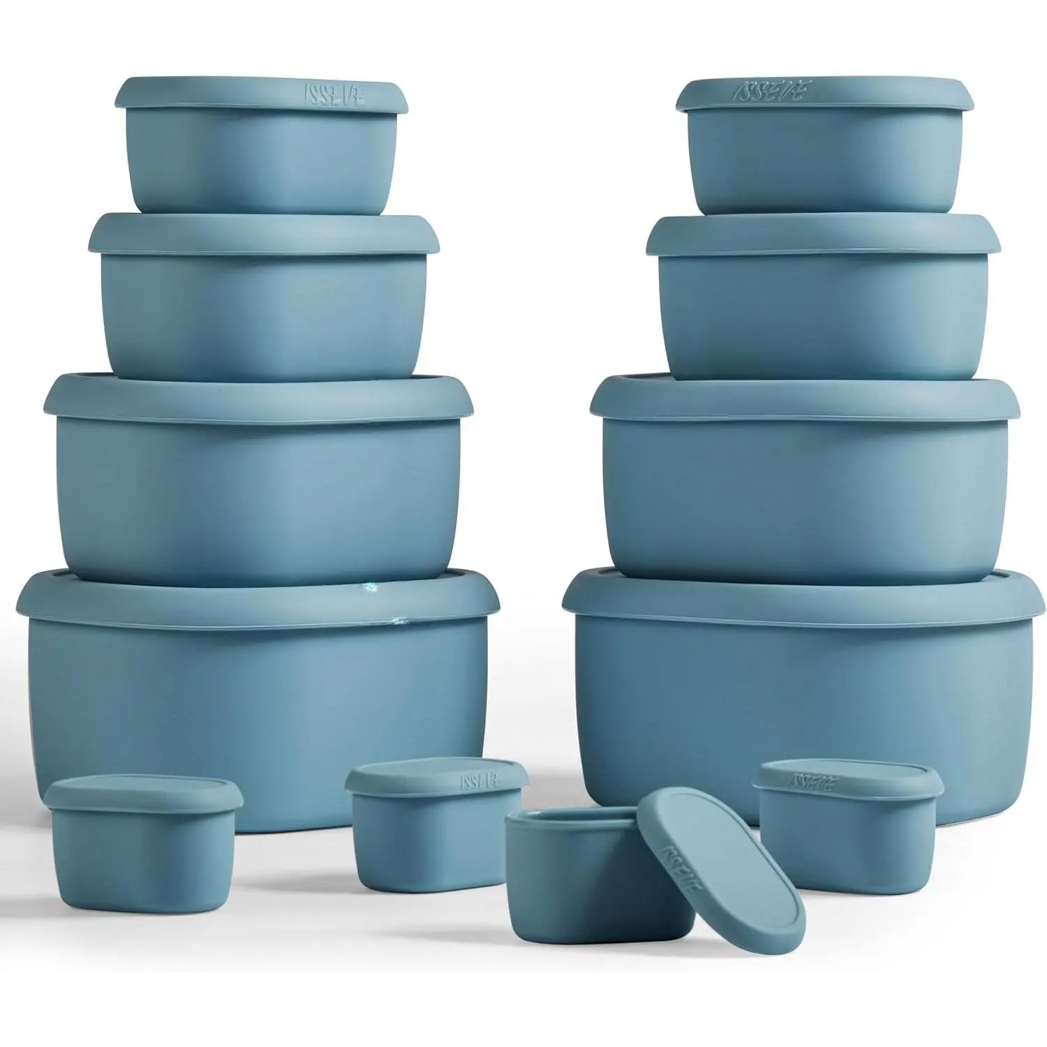 12 count/Set Nesting   Storage Containers with ,   Meal Prep  Containers Airtight, Freezer Dishwasher Safe (33.8oz, 20oz, 10oz, 6.7oz, 1.3oz) (Blue)