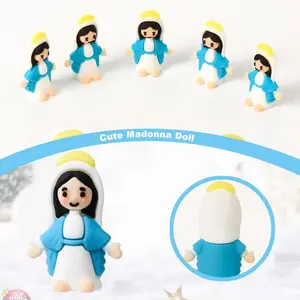 5/10/50pcs Mini Virgin Mary Figures Easter Jesus Loves You Jesus Toys School Religious Party Gifts Easter Egg Fillers Decors