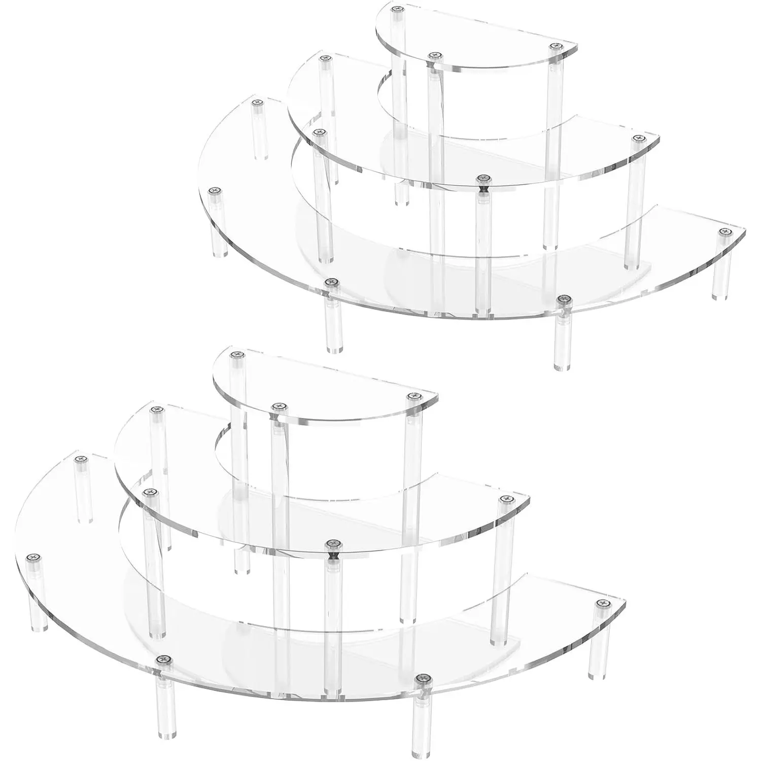 3 Tier  Display Risers 2 Pack, Half Moon Cupcake Stand, Clear Perfume Organizer, Dessert Stand for Display, Clear Display Stand for , Cupcake, Perfume, Collections