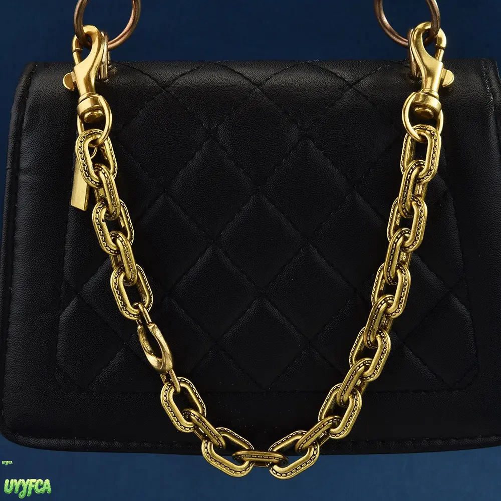 Retro Chain Strap with Embossed Texture, Lightweight Zinc Alloy Replacement Top Handle for Mini Purses & Clutches, Detachable Casual DIY Bag Accessory, Daily Wear, Antique Finish, Metallic, Compact, A