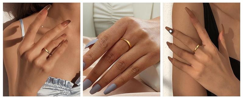 FINREZIO Initial Ring for Women Teen Dainty Ring Non Tarnish Simple Letter Band Rings Signet Ring Stackable Thin Pinky Alphabet Thumb Rings Initial Jewelry Gifts Size 6 7 8 9 10