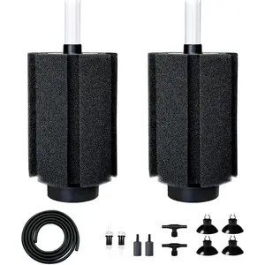 2 Pack 100-120 Gal Large Aquarium Sponge Filter, Quiet Fish Tank Filter with Air Stone & Ceramic Media, Fit for Breeding Fry Betta Shrimp Tanks