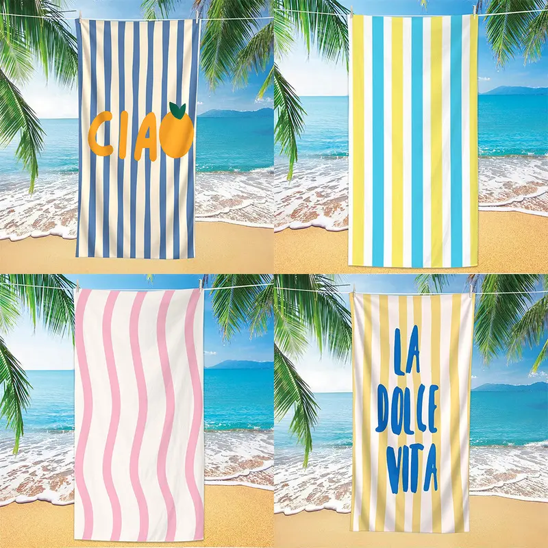 Full Print Microfiber Beach Towel, Single-Sided Printed Absorbent Soft Bath Towel, Multi-Scene Portable Towel for Travel Beach Pool﻿