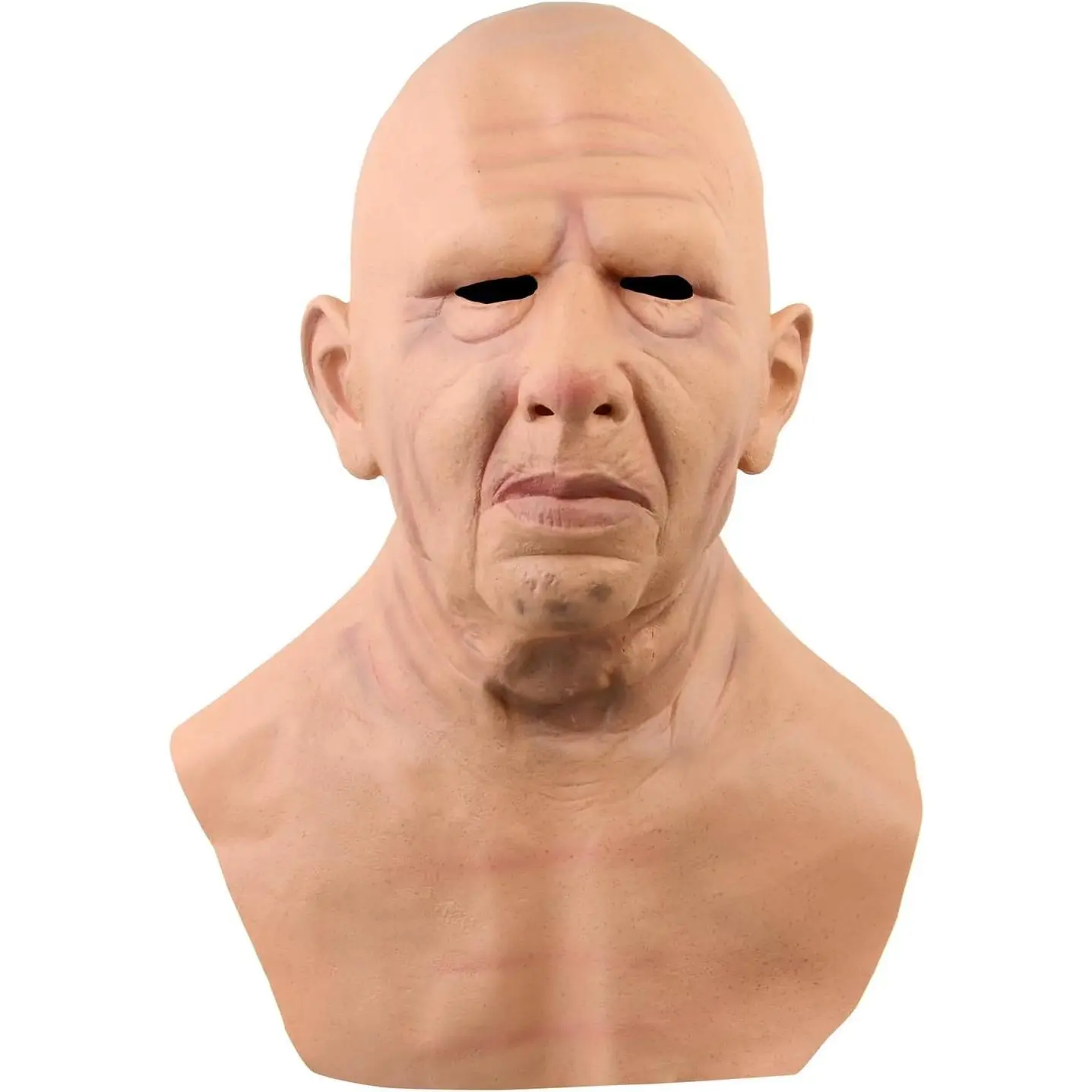 HOTTERCOS Realistic Old Man Mask Bald Man Humen Face Masks Wrinkle Full Head Mask Halloween Masquerade Costume Props