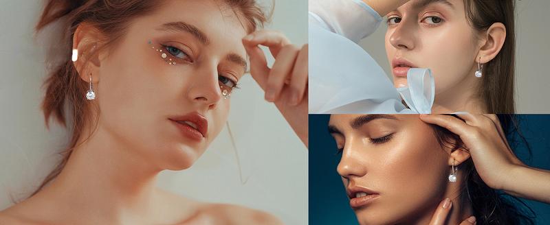 Fansilver synthetic Moissanite Earrings,1.0ct-2.0ct D Color Brilliant Round Cut Lab Earrings Dangle Earrings synthetic Moissanite Leverback Drop Earrings