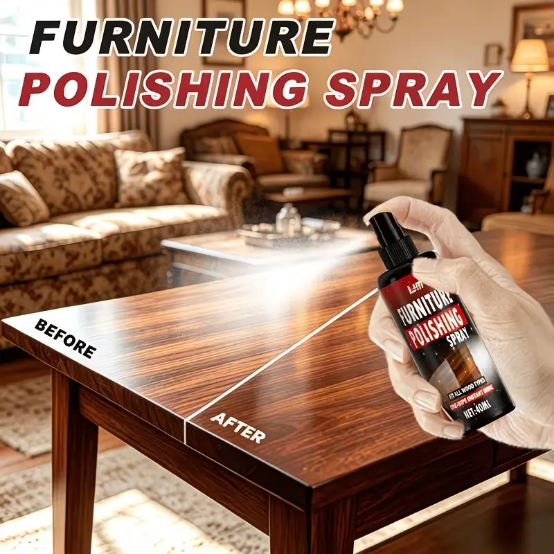 Kjm Furniture Polish Spray, All-In-One Wood Scratch Filler, Gloss Restorer, Cabinet, Table, Floor Protector, Brand Kjm