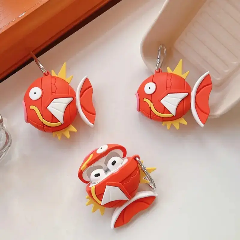 🐟 Anime AirPods Case ｜ Orange Fish Silicone Protective Cover ｜ Compatible with AirPods 1/2, Pro, Pro 2, Pro 3, AirPods 3 & 4 ｜ Keychain Clip Gift for Anime Fans