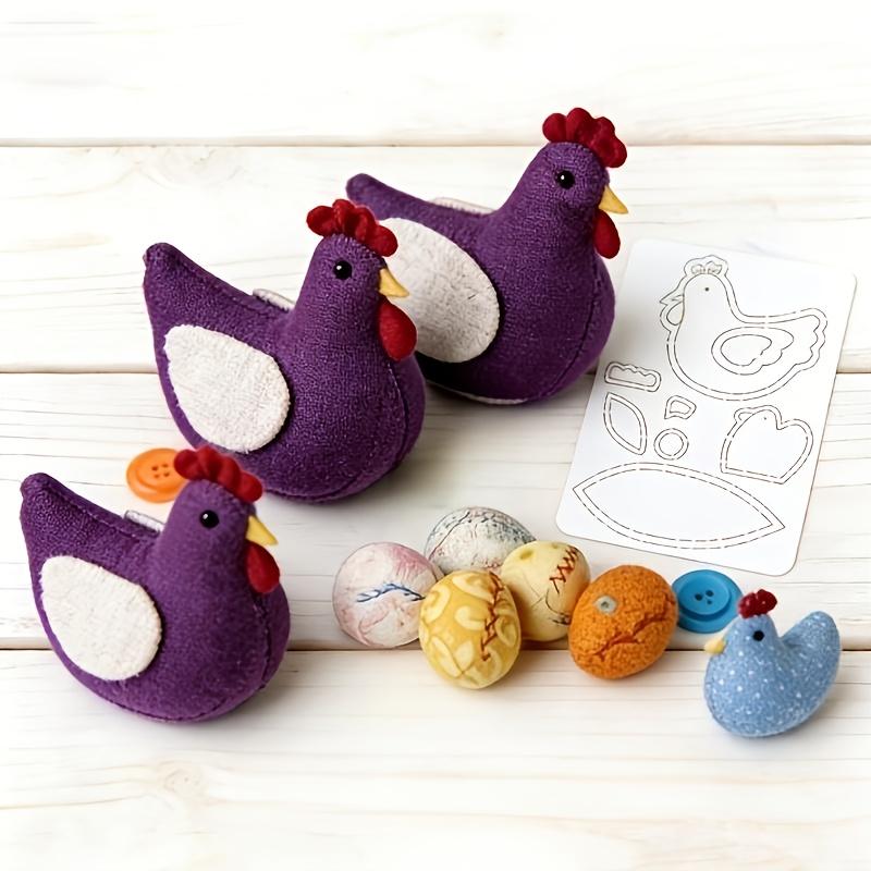 Chicken-themed Patchwork Sewing Template (with 4 tracing tools and hen family motifs) - a colorful handmade guide for quilting, handcrafting, Easter crafts, compatible with sewing machines and hand sewing