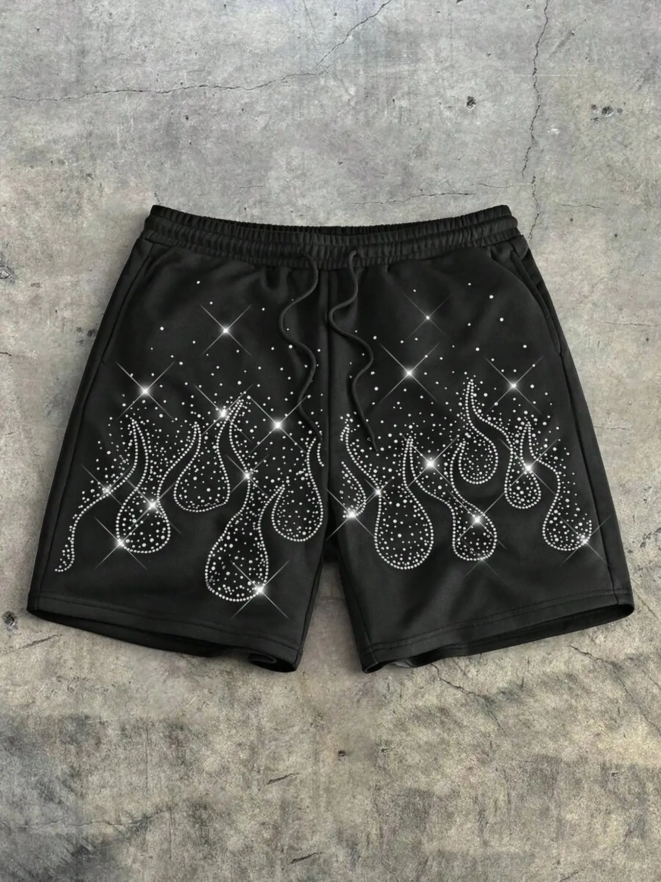Men's Fashion Streetwear Shorts, Creative Rhinestone Design, Comfortable Fabric, Versatile and Essential for Outings