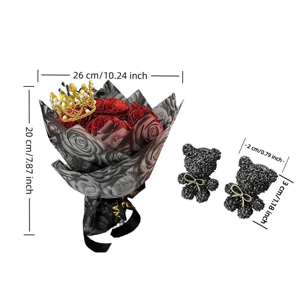 Glitter Rose Bouquet, 1 Count Eternal Artificial Rose Bouquet with No Assembly Required, Romantic Valentine's Day, Wedding, Anniversary and Engagement Gift, Glitter Rose Birthday and Christmas Gift, Artificial Roses Bouquet #TOP PICKS