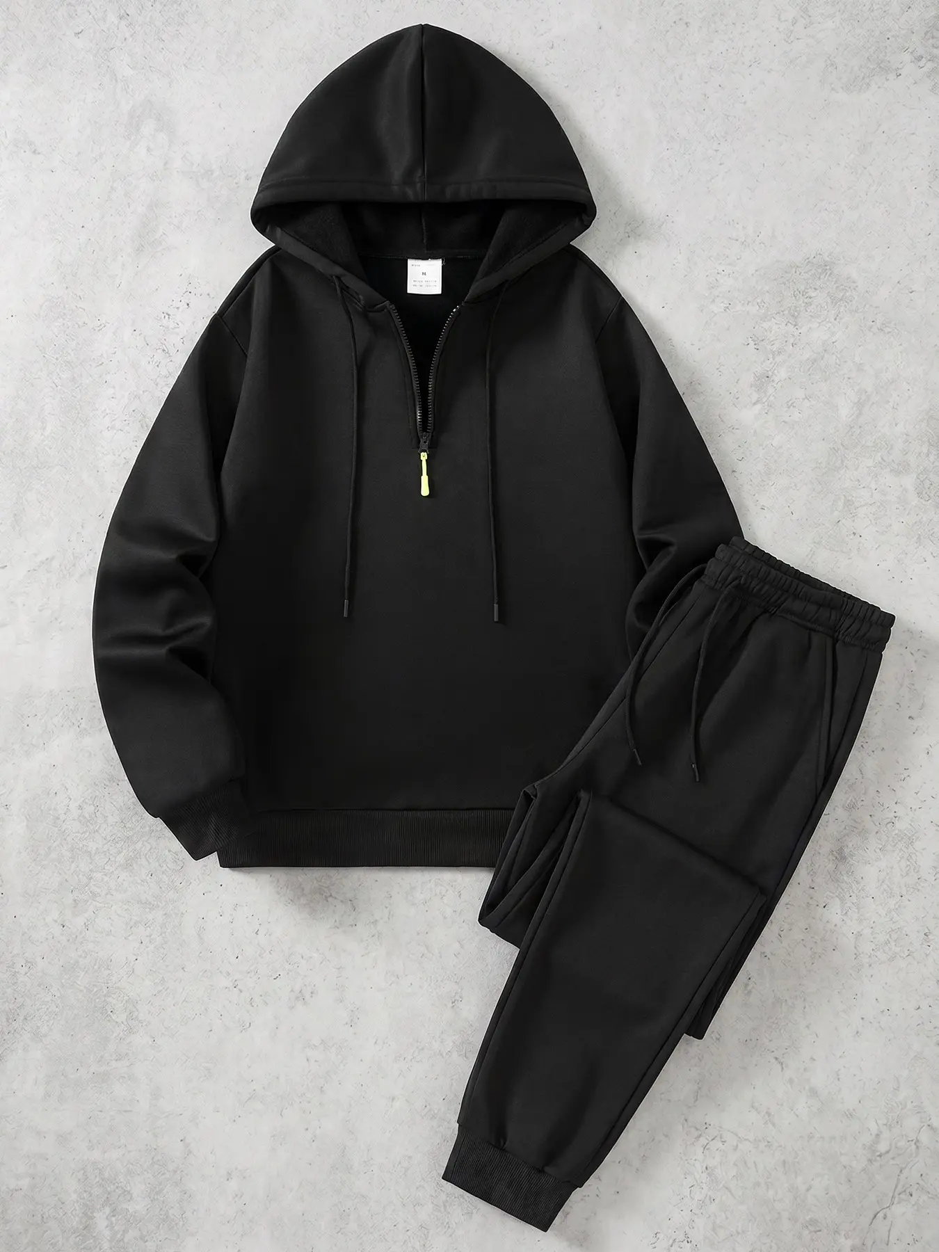 Men's Spring Autumn 2 Piece Tracksuit Matching Outfit, Athleisure Tracksuit, Casual Athletic Sweatsuits for Gym Daily Street Loungewear, Quarter Zip Hoodie Hooded Sweatshirt Pullover Top & Elastic Drawstring Jogger Pants with Side Pockets