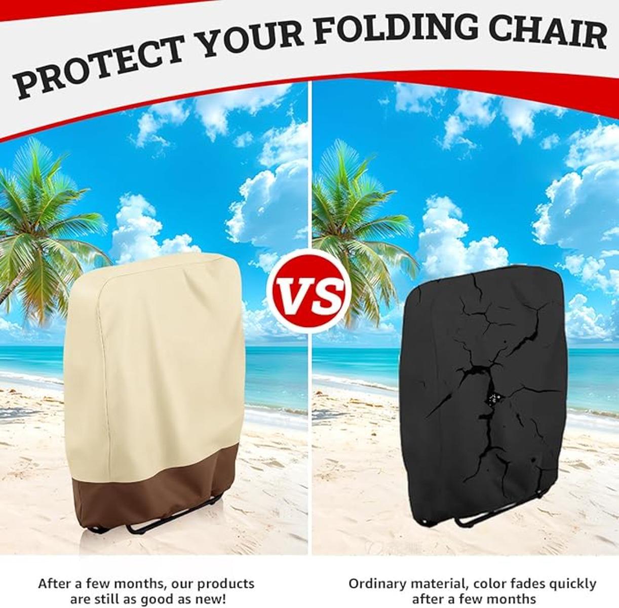 2 Pack Zero Gravity Folding Chair Cover 420D Outdoor Folding Recliner Chair Covers Waterproof Patio Lawn Furniture Protector 32" x 37" Beige