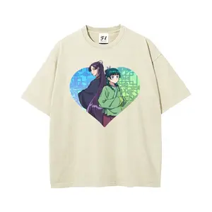 Unisex Maomao Moon Prince couple Gradient Chinese Window Floral Graphict Washed T-Shirt Personalized Pattern Y2k Clothing Round Neck Washed T-Shirt,Women's Clothing 100% Cotton, Menswear, Top, Vintage Style,Summer Casual Oversized