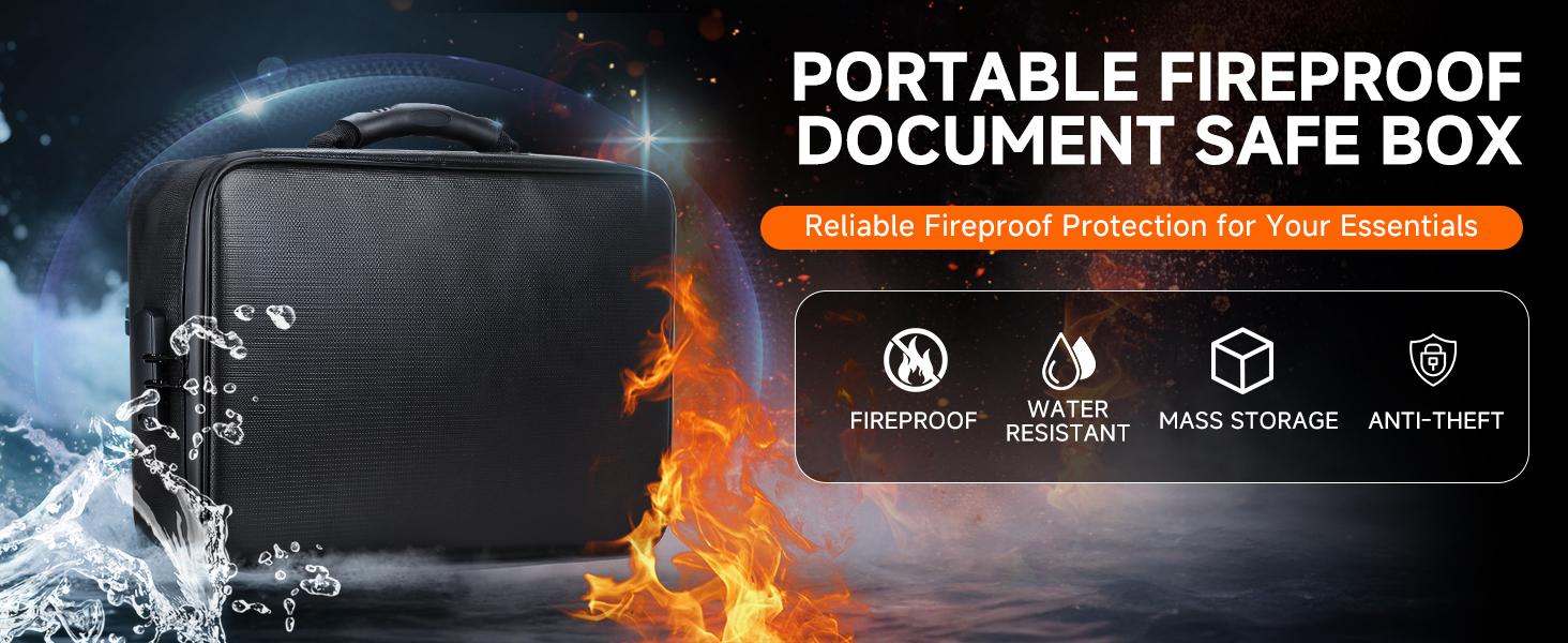Fireproof Document File Organizer Bag, 5200°F Portable File Organizer With Lock, 16-Layer File Box, Waterproof and Heat-Insulated, Safe Storage For Important Documents, Laptop, Files and More