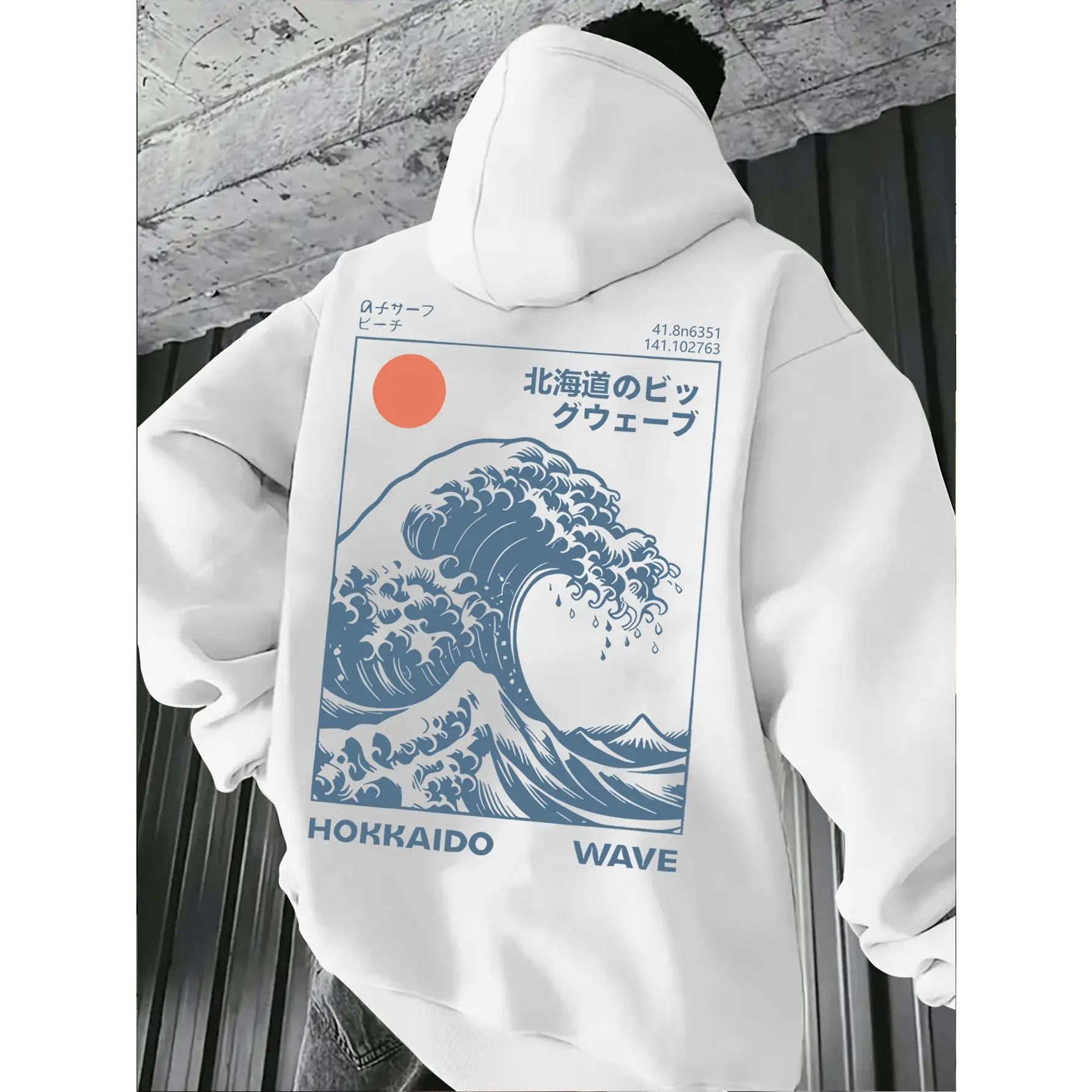 Unisex Vintage-style Men's Hoodie Inspired by the Fresh American Wave Sunrise, Made from Cotton Fabric, Featuring a Casual Style and a Fitted Trendy Graphic Hood