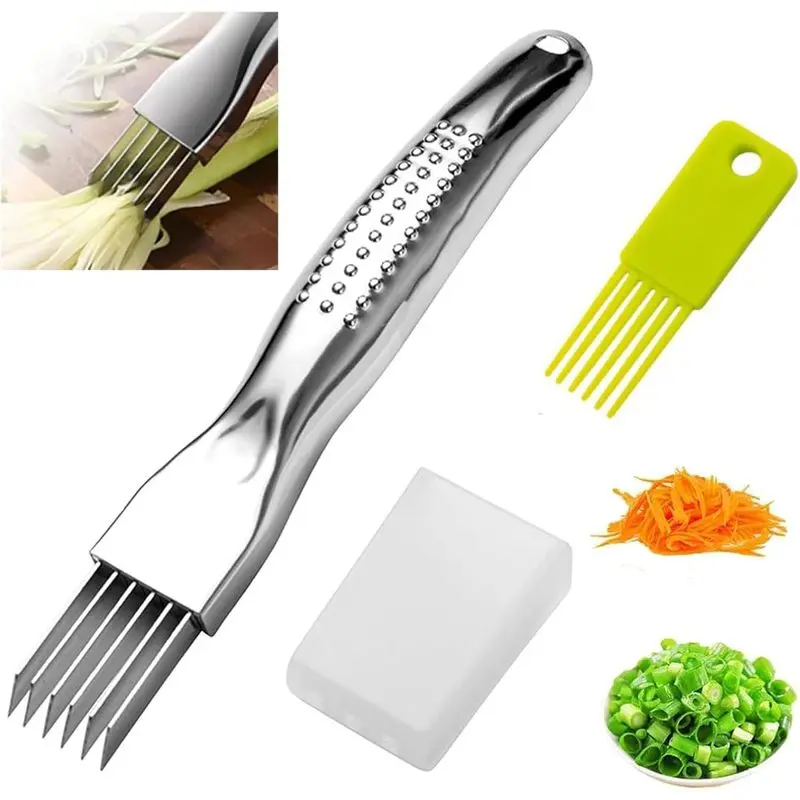 Shred Silk The Knife, Upgrade Green Onion Cutter Stainless Steel Chopped Kitchen Slicing Tool Cutter for Vegetables Onion Garlic
