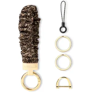 Keychain Wristlet, Stretchy Key Chain for Car Keys with D ring, Cute Scrunchie Wrist Bracelet for Women MenGift.