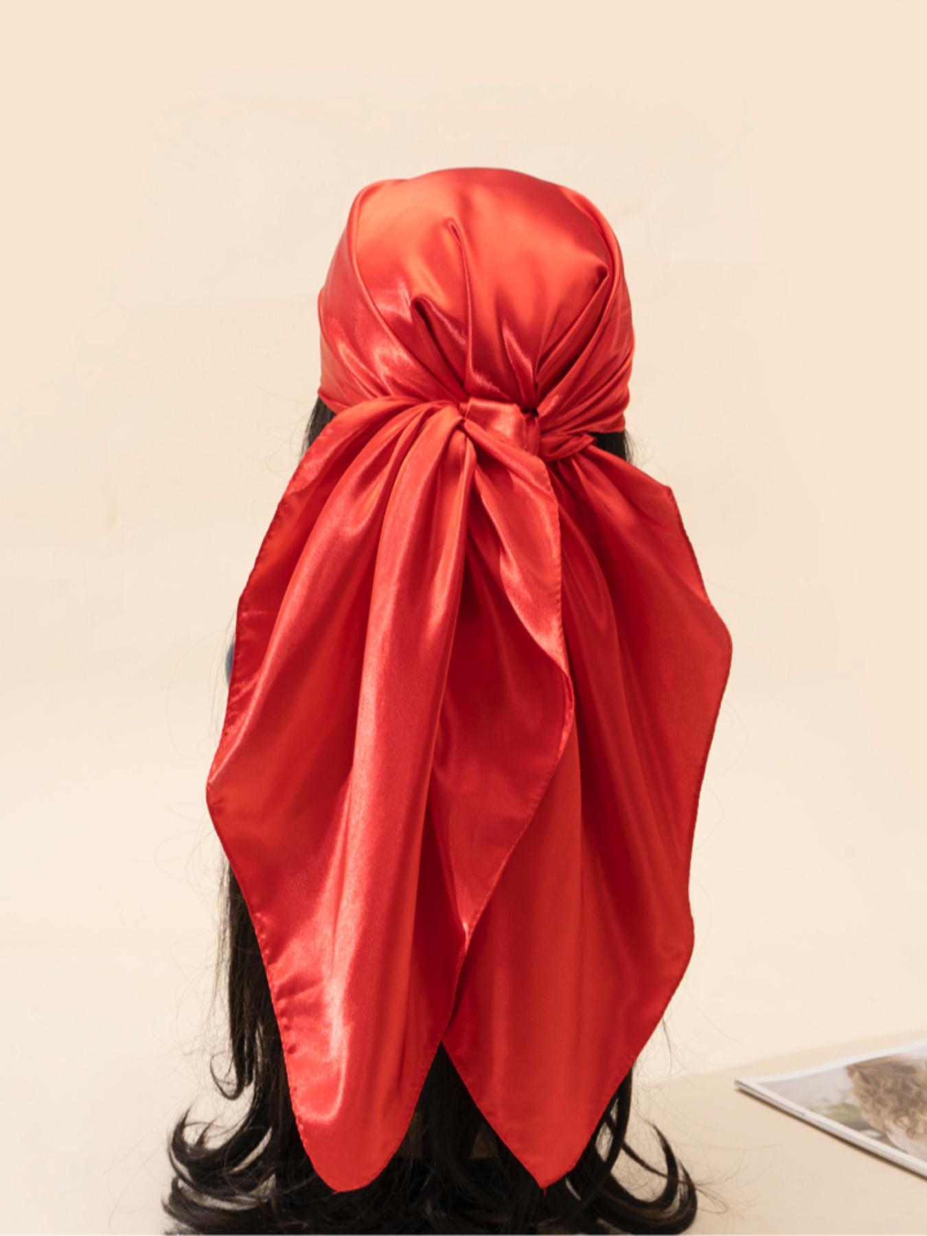 Women's Solid Color Satin Scarf, Fashionable Soft Scarf for Daily Wear, Casual Versatile Accessories for Women & Girls