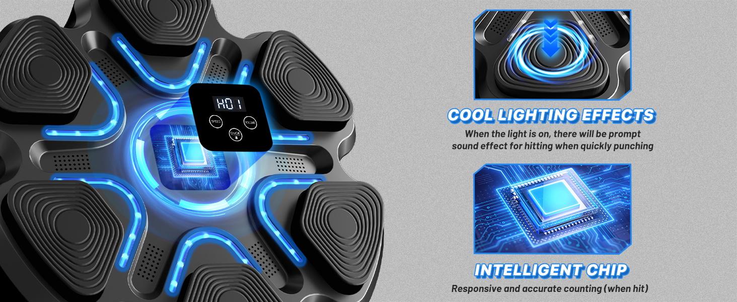 2026 Music Boxing Machine for Kids and Adults, Wall Mounted Bluetooth Punching Trainer with Boxing Gloves, Intelligent LED Boxing Target Workout Machine for Teenagers Boys Girls