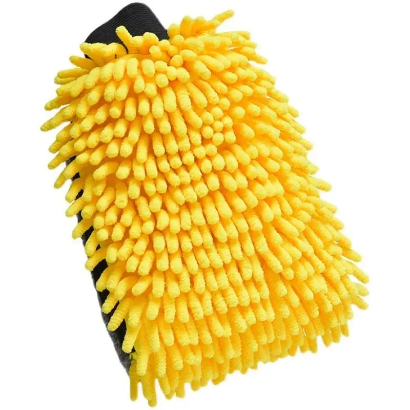 Large Double-Faced Microfiber Car Wash Mitt Waterproof Chenille Thick Cleaning Gloves for Auto Care Wax Detailing