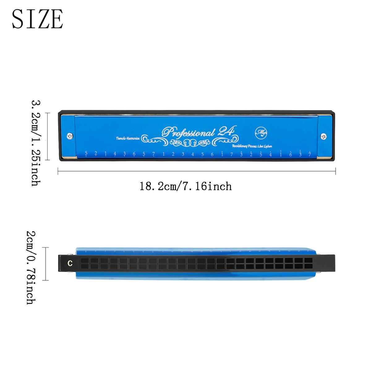 24-hole C Harmonica, 1 Count Professional Mouth Organ with Case, Musical Instrument for Beginners & Professional Players