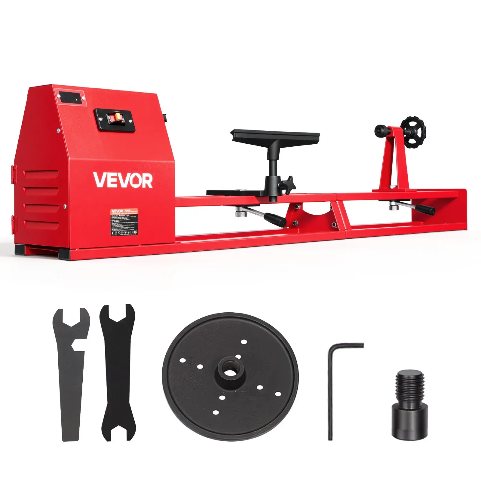 VEVOR Heavy Duty Benchtop Wood Lathe, 1/2 HP 14-in x 40-in Wood Turning Machine, 4-Speed (930/1500/2050/2500 RPM) with Tool Rest, Wrenches, Faceplate for Beginners & Woodworking Enthusiasts, Inches