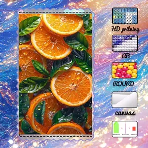 1PC 5D DIY Velvet Diamond Painting Kit, optional AB Drill, Fairy Dust Drill, Crystal Drill - Orange, Leaves, Water Drops - Diamond Embroidery, Special Craft Diamond Art Set, Wall Decor, Gift for Family, Loved Ones, Friends