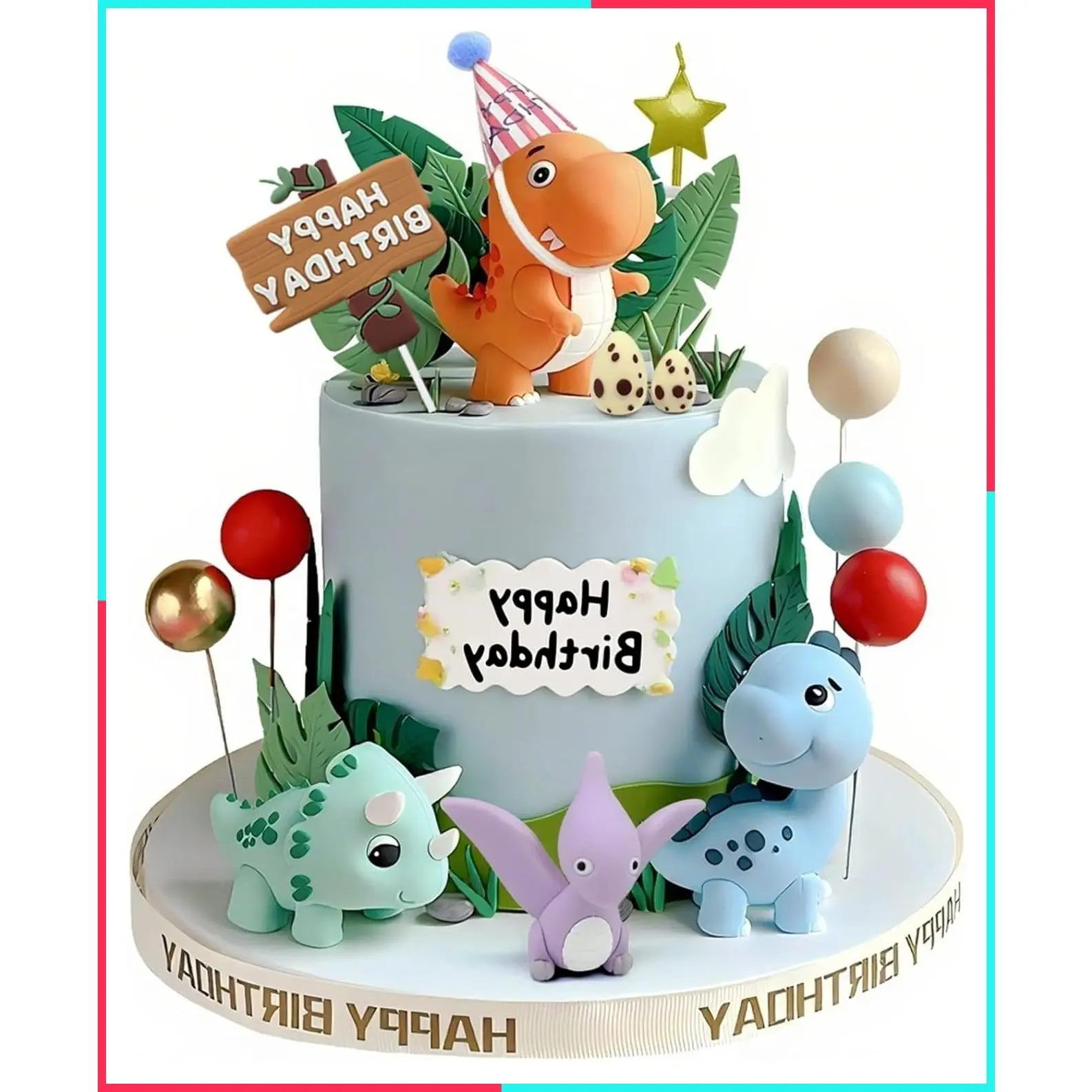 20pcs Dinosaur Cake Topper Set with Eggs - Reusable Dinosaur Cake Decorations, Dinosaur Birthday Decorations for Boys & Girls (Dinosaur Cupcake Toppers, Happy Birthday Cake Accessories)