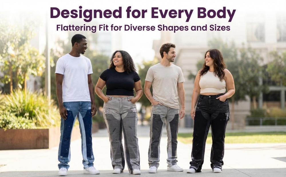 Men's Viral 2026 Trend Flare Denim Jeans Patchwork Paint Splatter Flare Denim Jeans Carpenter Pocket Raw Hem High Street Skate Pants Carpenter Flare Denim Jeans Raw Hem Loose Fit Stretch High Street Skate Pants for Men