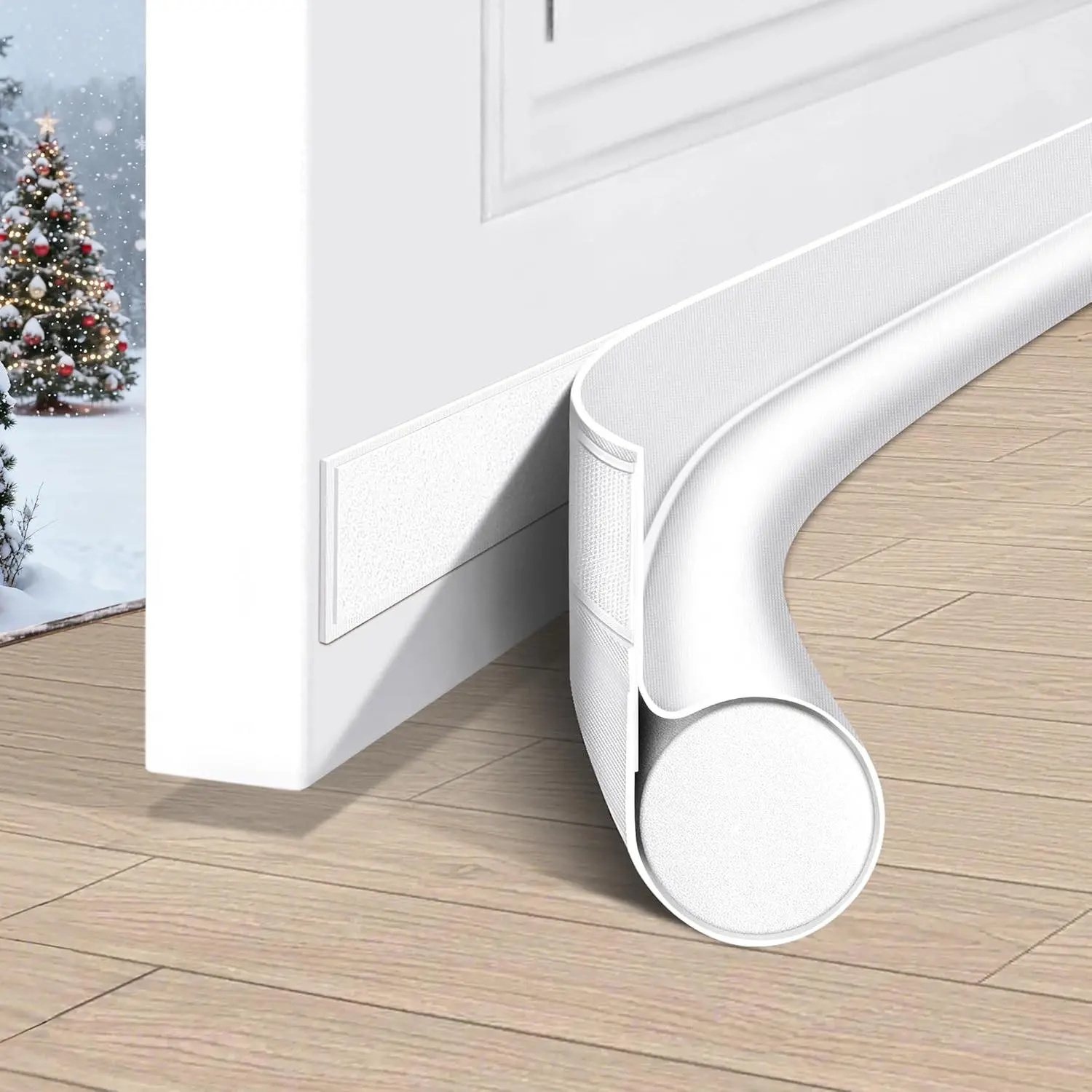 Door Draft Stopper Weather Stripping Door Seal Under Door Sweep Block Cold Air Gaps Front Soundproof Draft Blocker for Bottom of Door Suitable for Interior/Exterior,White