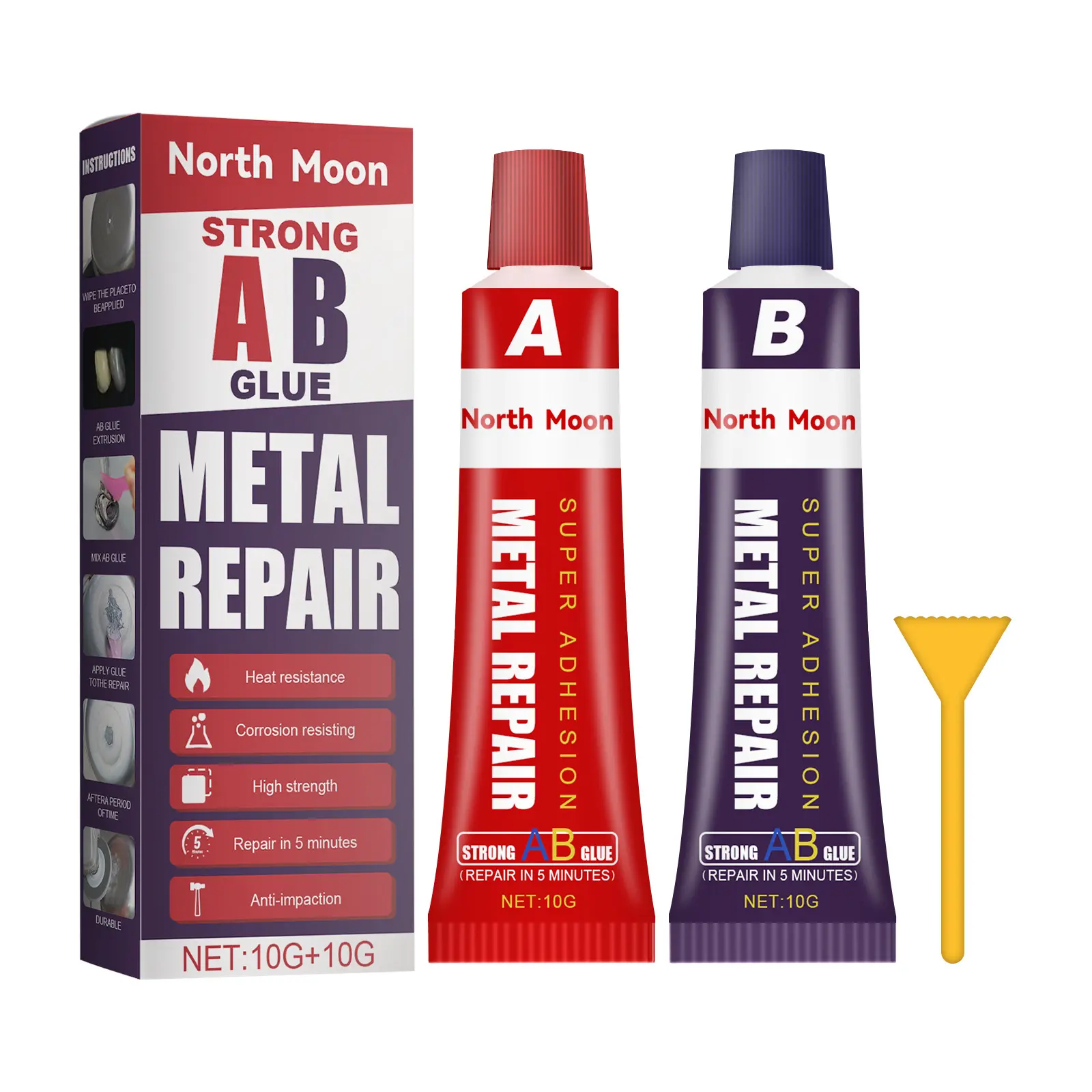 AB Casting Adhesive Set - Industrial Heatproof Corrosion-Resistant Repair Glue with Resin & Silica Powder Metal Fixer for Home Essential Equipment Parts & Tank Repair Supply