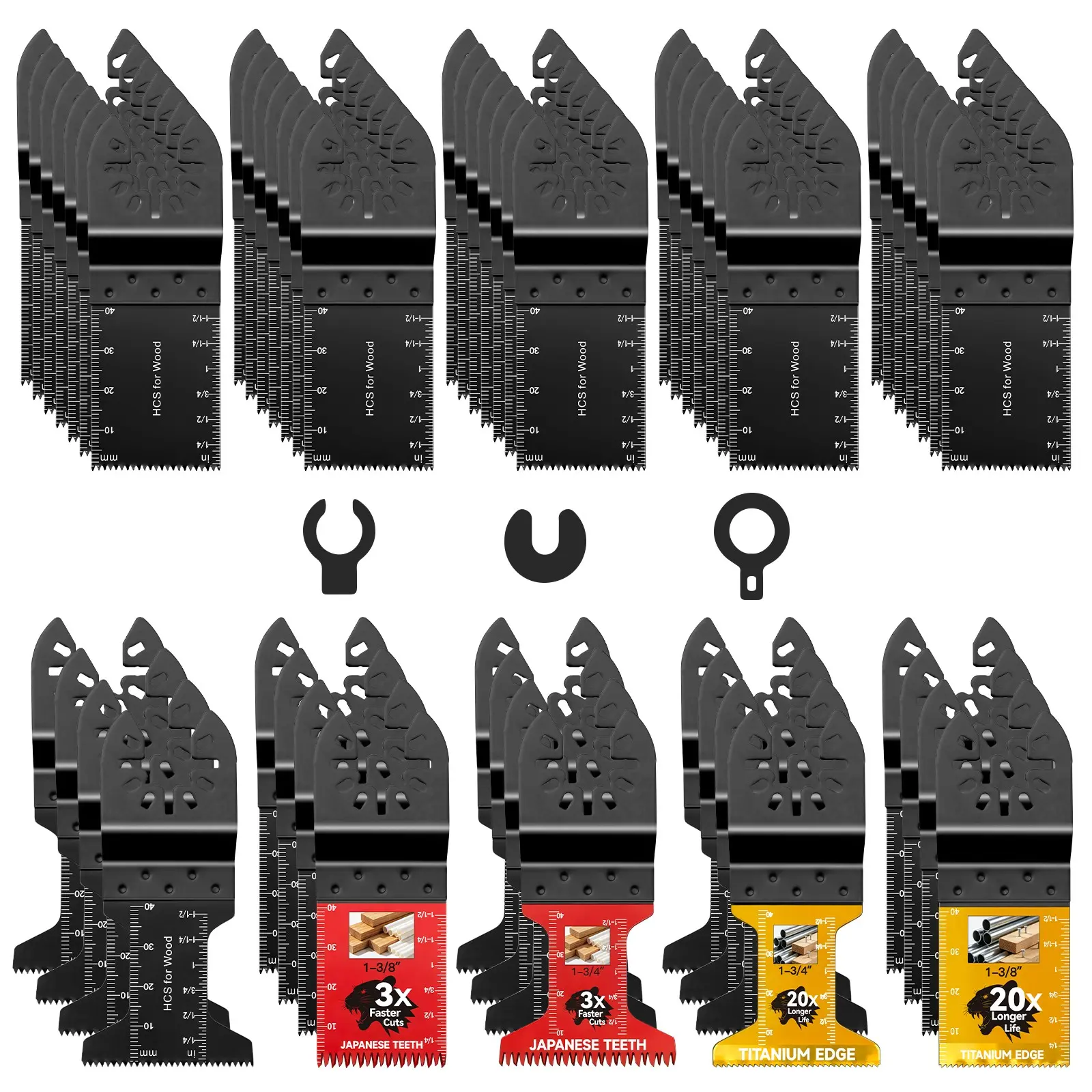 Professional Multitool Blades, Titanium-Coated Oscillating Tool Blade, Fast Cutting for Metal Wood Plastic, Fits Most Models