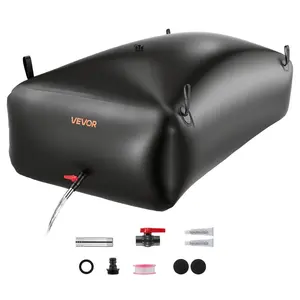 VEVOR Water Storage Bladder, 264.2 Gal Collapsible Water Storage Bag, Wear - Resistant 1000D PVC Soft Waters Bag, Leakproof Camping Tank Containers for Garden Irrigation RV Emergency Use, Black