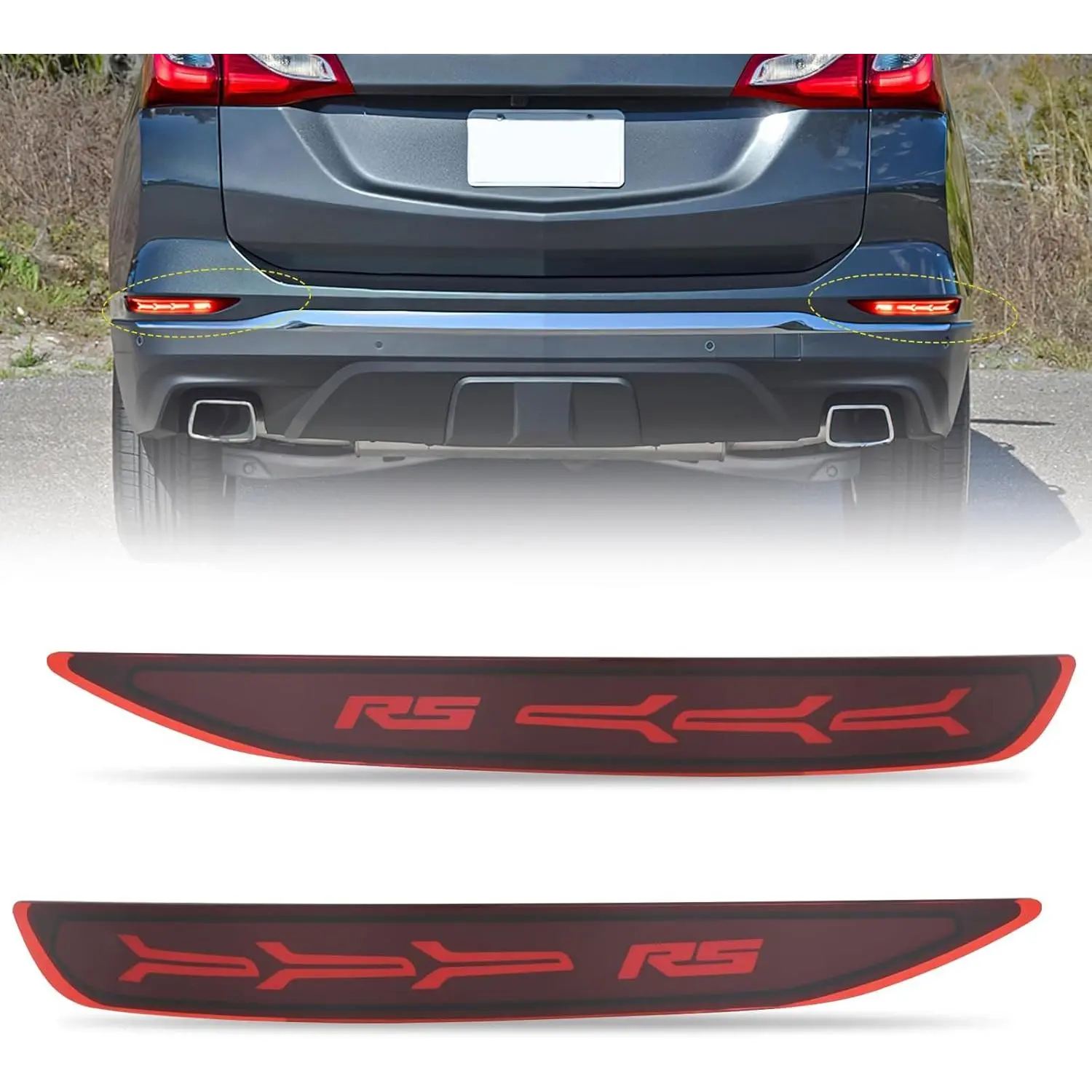Nilight Rear Bumper LED Taillights - Red PMMA LED Lens, IP65 Sequential Flashing Brake Signal, 0-49w Power Driving Lamps, Wire Connection Replacement Part for 2017-2022 Chevy Equinox