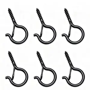 6 PCS Q-Hanger Hooks  2.24in Q Hanger String Light Hooks  Outdoor, Heavy Duty Outdoor Screw  Hooks with Security Buckle, for  Hanging Outdoor String Lights,Christmas  Lights, Cups, Decors(Black)