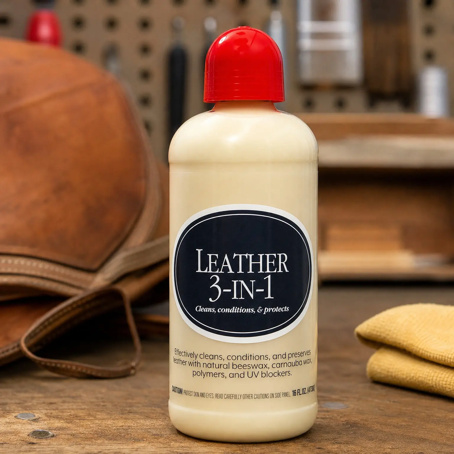 3-in-1 Leather Cleaner and Conditioner for Car Leather Seats, Upholstery, Sofa, Jacket, Shoes, and More, Cleans, Conditions, and Protects, 16 Oz, 11019