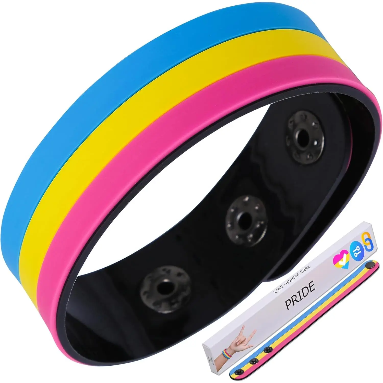 Pansexual Pride bracelet  - Flag Rubber Stuff Help you to express yourself be proud of who are and support  family